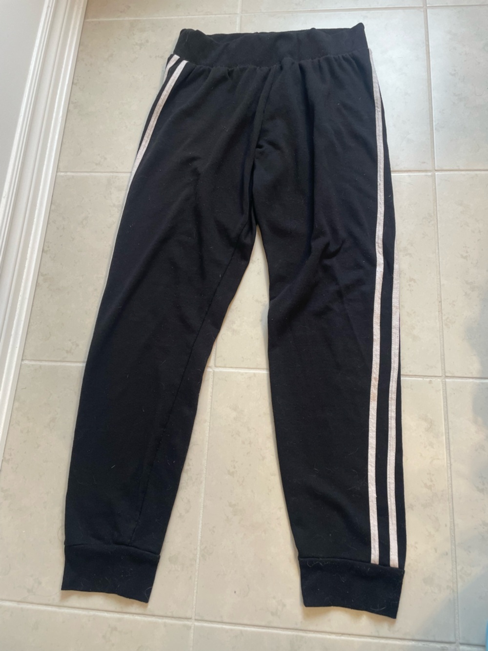 Black Jogger Pants with White Side Stripes